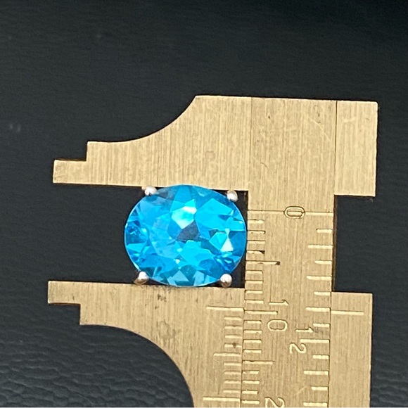 Vintage Sterling Silver SCBS 925 Oval Blue Topaz CZ Cubic Zirconia Pendant 3.2g - Picture 11 of 16